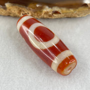 Natural Powerful Tibetan Old Oily Red White Agate One Eye Earth Element Dzi Bead Heavenly Master (Tian Zhu) 一眼土元素天珠 10.59g 37.8 by 13.3mm - Huangs Jadeite and Jewelry Pte Ltd