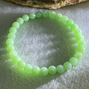 Type A Intense Bright Apple Green Jadeite Beads Bracelet 11.46g 15cm 6.1mm 30 Beads - Huangs Jadeite and Jewelry Pte Ltd