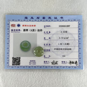 Type A Semi Icy Green Jadeite Ping An Kou Donut Charm Pendant 3.53g 16.8 by 6.4mm - Huangs Jadeite and Jewelry Pte Ltd