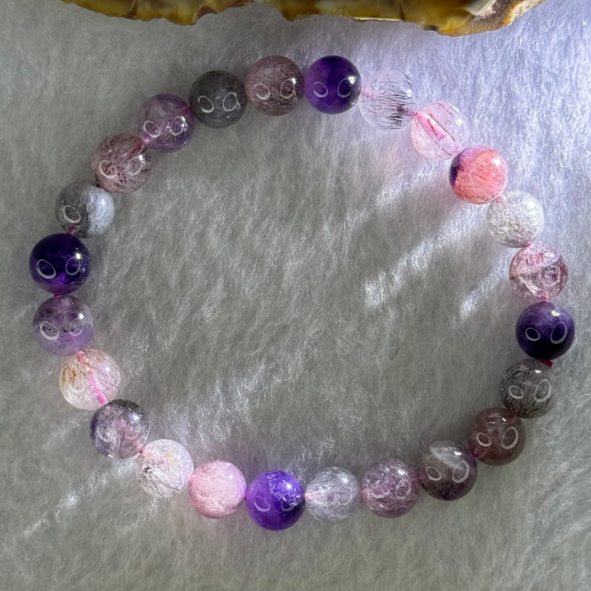 Natural Super 7 Beads Bracelet 18.03g 16cm 8.4mm 24 Beads - Huangs Jadeite and Jewelry Pte Ltd