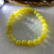 High Grade Natural Type A Intense Yellow Jadeite  Beads Bracelet 18.28g 15cm 7.8mm 24 Beads - Huangs Jadeite and Jewelry Pte Ltd