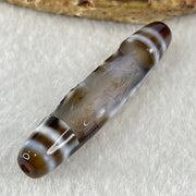 Natural Powerful Tibetan Old Oily Agate Zha Ji La Mu Female Cai Shen Carvings on 9 Eyes Dzi Bead Heavenly Master (Tian Zhu) 九眼扎基拉姆女财神天珠 11.04g 57.9 by 12.0mm - Huangs Jadeite and Jewelry Pte Ltd