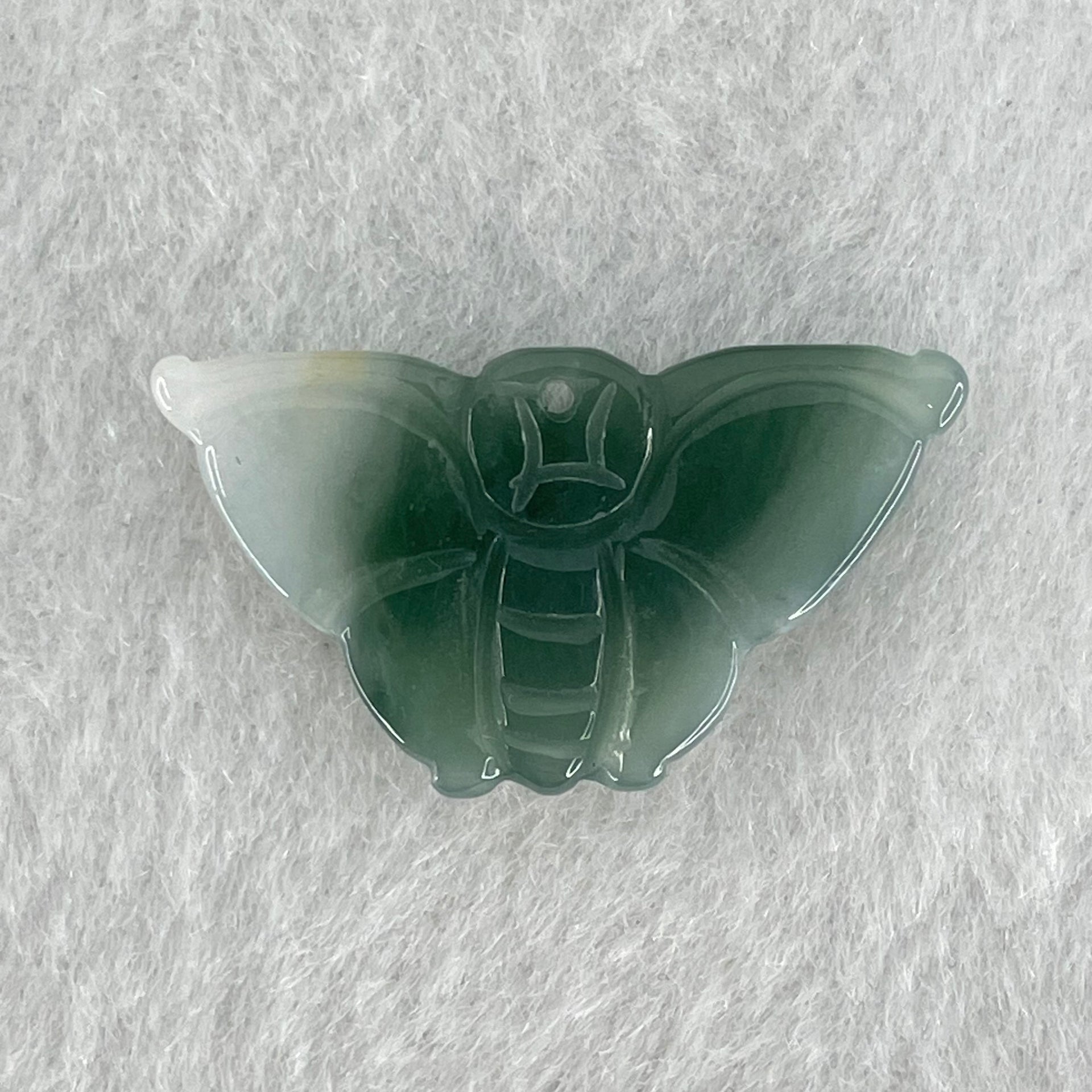 Type A Icy Blueish Green to White Jadeite Butterfly Pendant 3.27g 29.5 by 16.3 by 4.2mm - Huangs Jadeite and Jewelry Pte Ltd