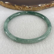 Natural Type A Green Jadeite Bangle | 58.3mm Inner Diameter (16.78g 5.6x5.6mm | External Rough | Organic Earth Texture & Heart Harmony) - Huangs Jadeite and Jewelry Pte Ltd