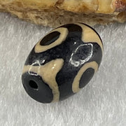 Natural Powerful Tibetan Old Oily Agate 3 Eyes Dzi Bead Heavenly Master (Tian Zhu) 三眼天诛 2.06g 13.5 by 10.0mm - Huangs Jadeite and Jewelry Pte Ltd