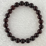 Natural Dark Red Blood Amber Beads Bracelet 天然血珀手链 6.83g 16cm 8.2mm 23 Beads - Huangs Jadeite and Jewelry Pte Ltd