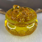 Yellow Liuli Wealth Pot with Ingot Yuan Bao Display Total Weight 152.83g 60.5 by 39.5mm - Huangs Jadeite and Jewelry Pte Ltd