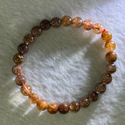 Natural Copper Rutilated Quartz Beads Bracelet 天然銅髮晶手镯 13.32g 15.5cm 7.5mm 26 Beads - Huangs Jadeite and Jewelry Pte Ltd