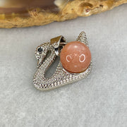 Natural Sunstone Bead with Crystals in S925 Sliver Swan Charm 3.31g 7.9mm - Huangs Jadeite and Jewelry Pte Ltd