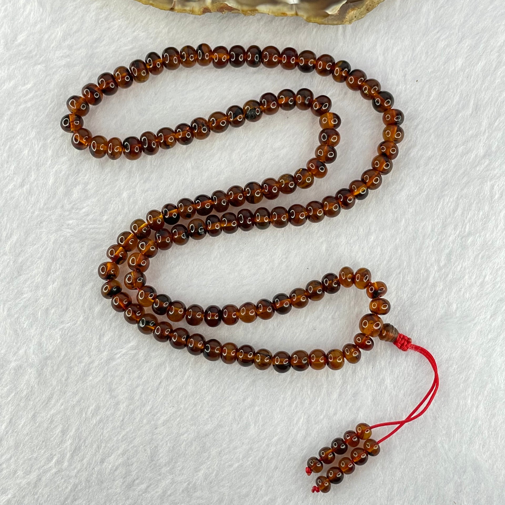 Natural Blood Red Amber Beads Necklace 天然血珀项链 13.66g 52cm 6.2mm 108 Beads - Huangs Jadeite and Jewelry Pte Ltd