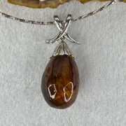 Natural Amber Pendent In S925 Sliver Necklace 15.89g 32.2 by 18.9mm - Huangs Jadeite and Jewelry Pte Ltd