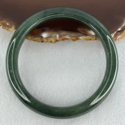 Type A Dark Blueish Green Jadeite Bangle Internal Diameter 58.2mm 48.09g 10.7 by 8.3mm (Slight Internal Lines) - Huangs Jadeite and Jewelry Pte Ltd