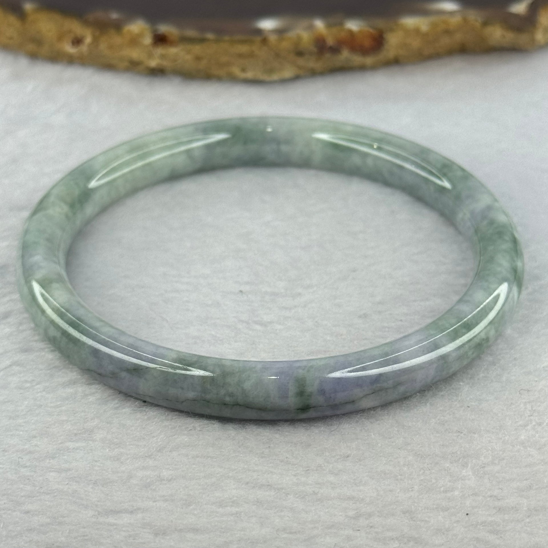 Type A Deep Lavender and Green Piao Hua Jadeite Bangle 30.98g Internal Diameter 59.1mm 8.1 by 7.4mm (Internal Line) - Huangs Jadeite and Jewelry Pte Ltd
