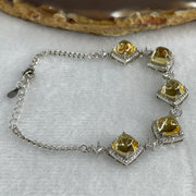 Natural Citrine Bead with Cubic Zirconia Bracelet in S925 Sliver 7.52g 13-16cm 6.8 by 6.0mm 5 Pcs - Huangs Jadeite and Jewelry Pte Ltd