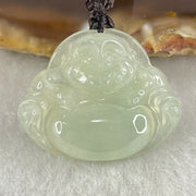 Type A Icy Faint Green Jadeite Milo Buddha Pendant 3.01g 22.4 by 27.1 by 6.0mm - Huangs Jadeite and Jewelry Pte Ltd