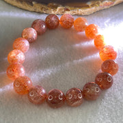 Average Grade Natural Red Sunstone Beads Bracelet 33.85g 16cm 11.2mm 18 Beads - Huangs Jadeite and Jewelry Pte Ltd