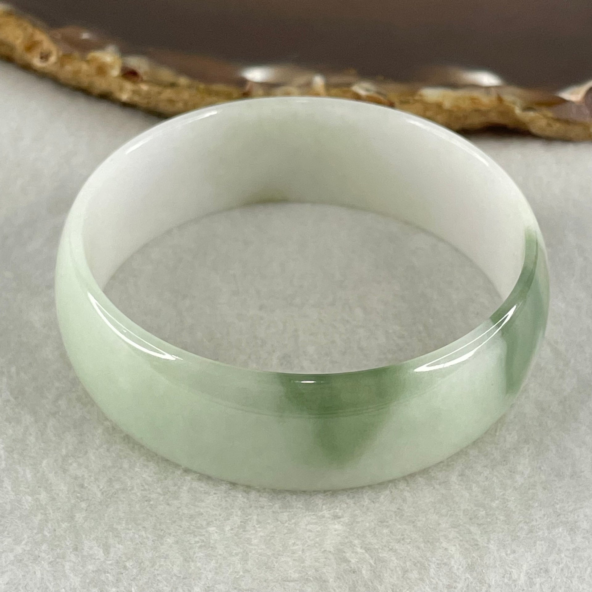 Type A Light Green Faint Lavender with Blueish Green Patch Jadeite Bangle 31.72g Inner Diameter 52.7mm 16.8 by 4.3mm (Slight Internal Lines) - Huangs Jadeite and Jewelry Pte Ltd