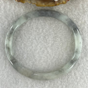 Type A Natural Green with Wuji Grey Piao Hua Jadeite Bangle 11.14g Internal Diameter 51.1mm 5.2 by 5.8mm (Close to Perfect) - Huangs Jadeite and Jewelry Pte Ltd