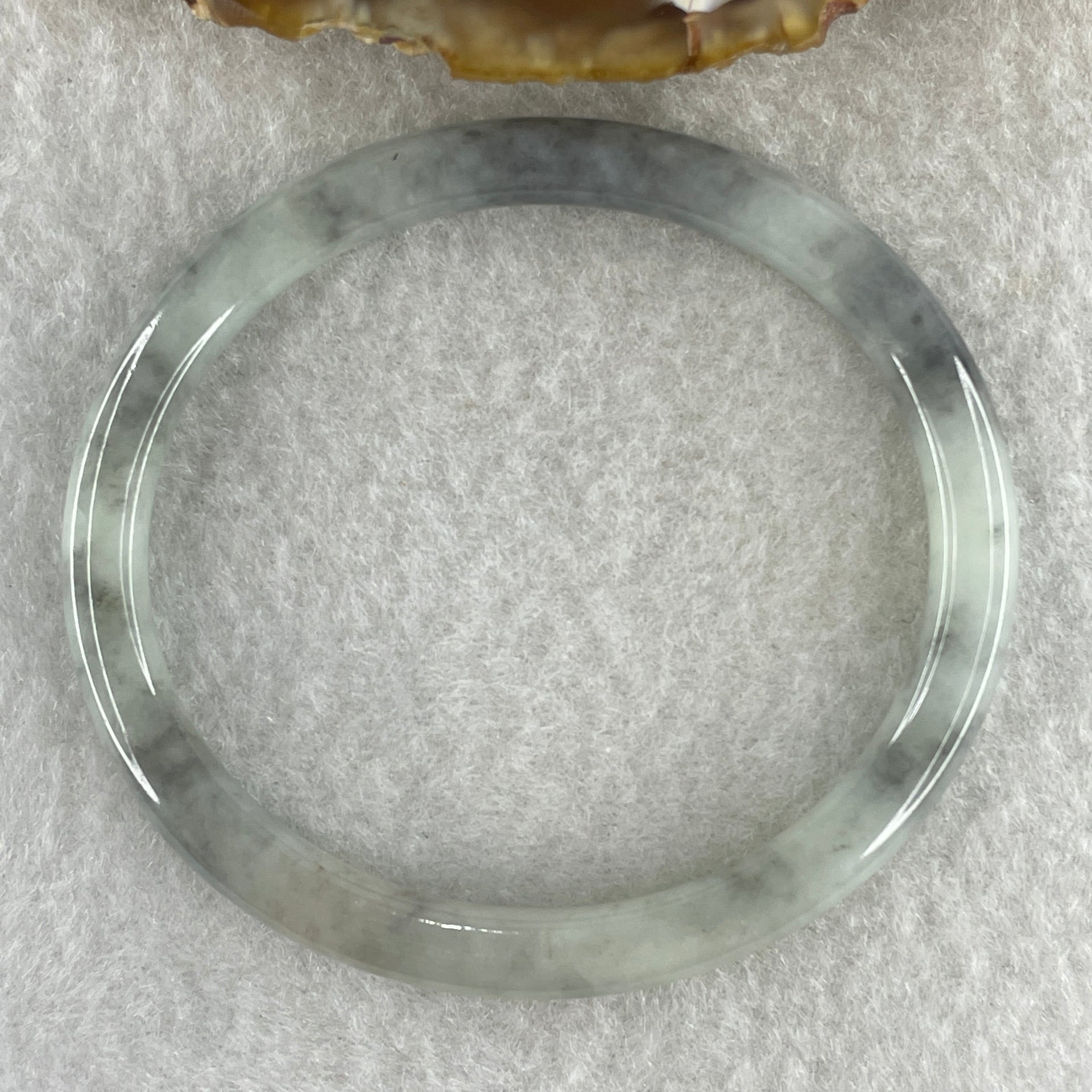 Type A Natural Green with Wuji Grey Piao Hua Jadeite Bangle 11.14g Internal Diameter 51.1mm 5.2 by 5.8mm (Close to Perfect) - Huangs Jadeite and Jewelry Pte Ltd