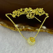 Natural Yellowish Nephrite Ping An Kou Donut 999 Gold Pendent in Gold Color Necklace 2.91g 10.1 by 6.5mm - Huangs Jadeite and Jewelry Pte Ltd
