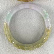 Type A Brownish Green with Lavender Jadeite Prosperity Flowers Bangle 64.22g Internal Diameter 54.6mm 14.2 by 10.3mm (Very Fine Internal Line) - Huangs Jadeite and Jewelry Pte Ltd