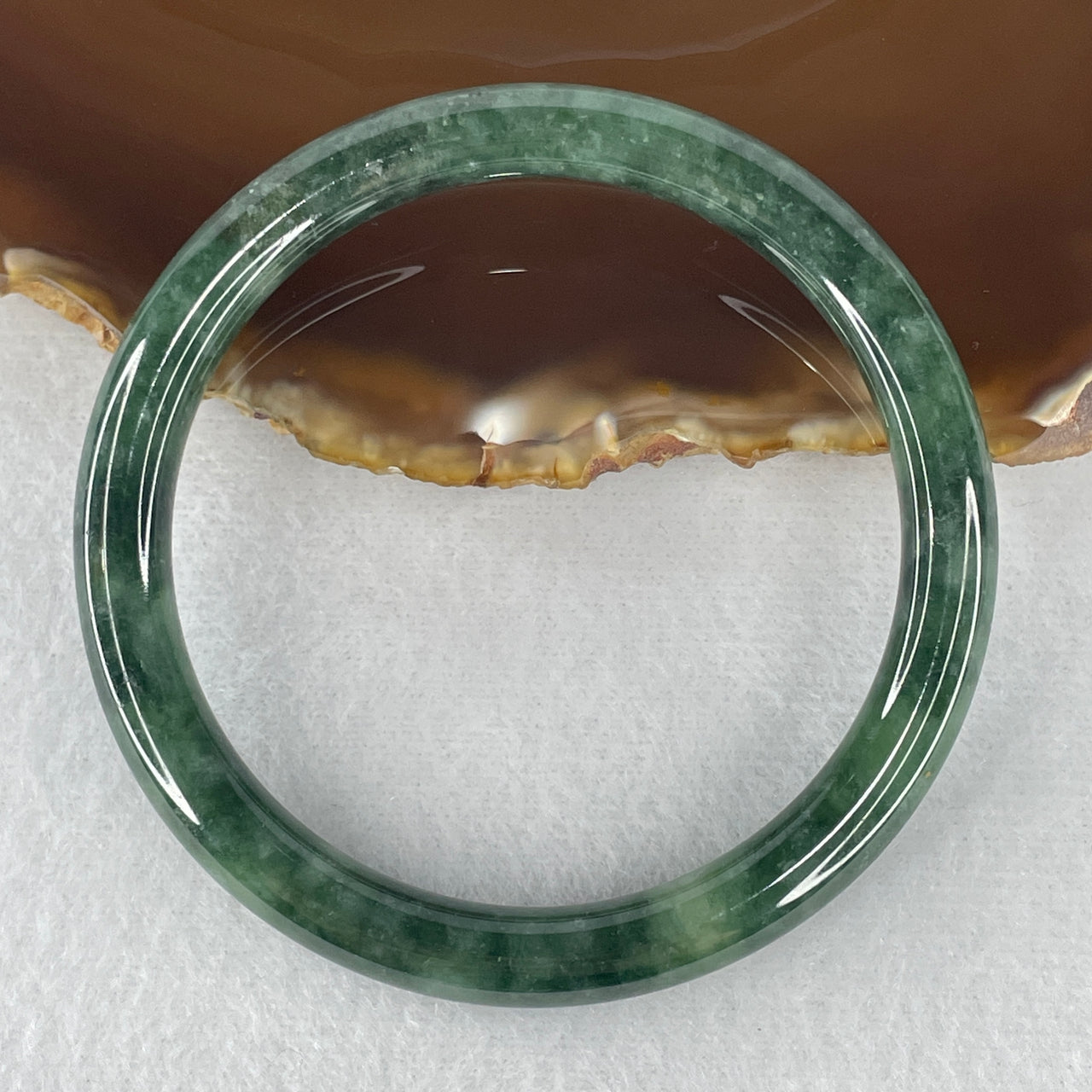 Certified Natural Type A Dark Green Jadeite Bangle | Sleek Round Court Silhouette | Authentic Myanmar Feicui Absolute Grounding & Protection Statement Bangle (33.08g | 57.7mm Inner Diameter | 7.9x7.6mm | Close to Perfect)