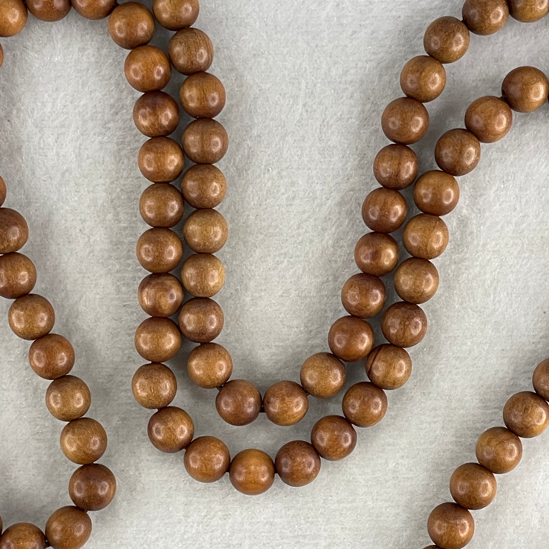 Certified Natural Sandalwood Beads Necklace 33.93g 84cm 8.1mm 111Beads - Huangs Jadeite and Jewelry Pte Ltd
