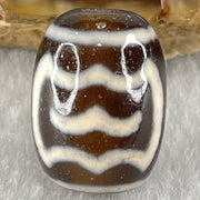 Natural Powerful Tibetan Old Oily Agate Double Garuda Dzi Bead Heavenly Master (Tian Zhu) 3.96g 16.9 by 12.2mm - Huangs Jadeite and Jewelry Pte Ltd