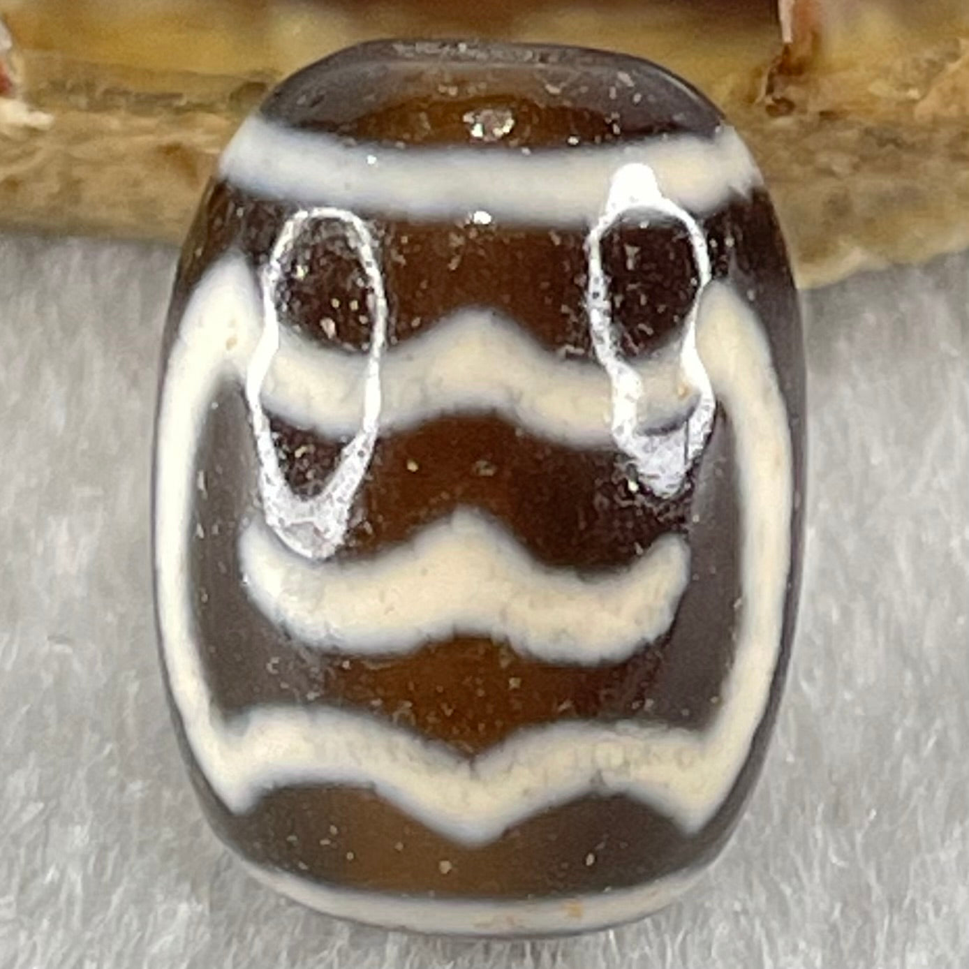 Natural Powerful Tibetan Old Oily Agate Double Garuda Dzi Bead Heavenly Master (Tian Zhu) 3.96g 16.9 by 12.2mm - Huangs Jadeite and Jewelry Pte Ltd