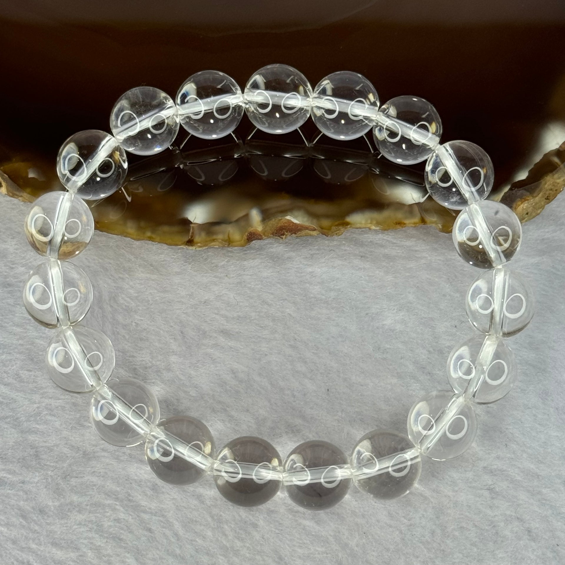 Natural Clear Quartz Bracelet 天然白水晶手链 30.35g 17cm 10.6mm 19 Beads - Huangs Jadeite and Jewelry Pte Ltd
