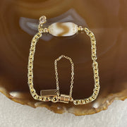 Natural Powerful Tibetan Old Oily Agate Tiger Tooth Daluo Dzi Bead with Stainless Steel Gold Color Bracelet 10.37g 16cm 19.1 by 10.1mm - Huangs Jadeite and Jewelry Pte Ltd