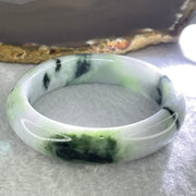 Type A Lavender with Green Piao Hua Jadeite Bangle Internal Diameter 55.4mm 64.10g 14.1 by 8.9mm (Internal Lines) - Huangs Jadeite and Jewelry Pte Ltd