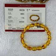 Natural Golden Yellow with Red Flower Amber Beads Bracelet 天然花珀手链 7.68g 15cm 8.5mm 16 Beads - Huangs Jadeite and Jewelry Pte Ltd