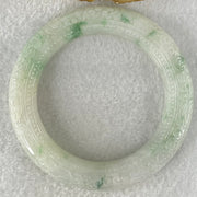 Type A Light Green with Blueish Green Piao Hua Jadeite Carved Floral FU and Ruyi Blessing Bangle 87.62g Internal Diameter 55.7mm 13.0 by 12.7mm (Internal Line) - Huangs Jadeite and Jewelry Pte Ltd