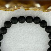 Natural Dark Matt Black Amber Beads Bracelet 天然大黑天翁琥珀手链 6.95g 15cm 8.4mm 22 Beads - Huangs Jadeite and Jewelry Pte Ltd