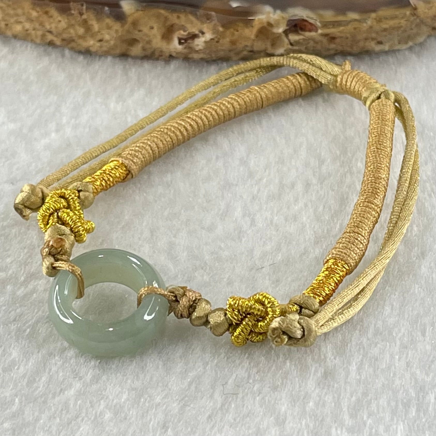 Type A Blueish Green Jadeite Ping An Kou String Bracelet 2.91g 15.2 by 5.7mm - Huangs Jadeite and Jewelry Pte Ltd