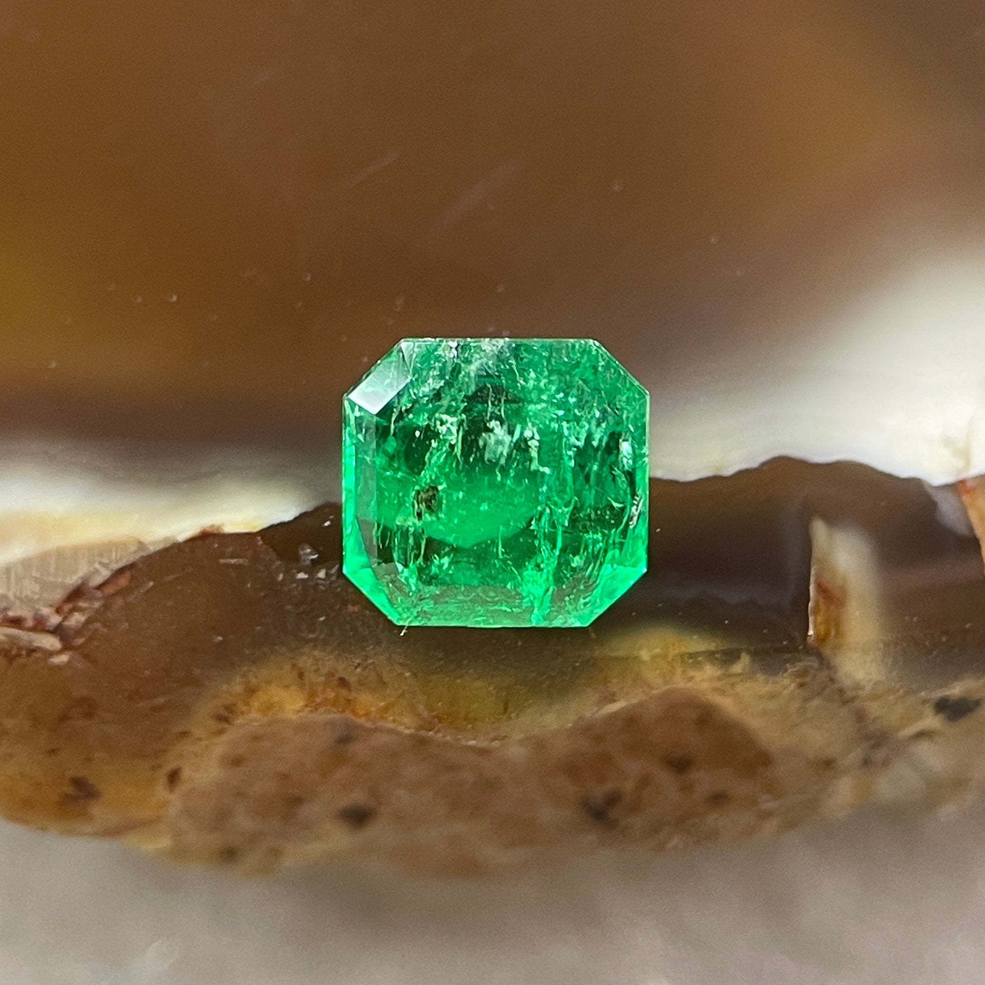 Natural Colombia Vivid Green Emerald (Beryl) Cut-Cornered Square Step cut 0.41ct 4.8 by 4.8 by 2.4mm - Huangs Jadeite and Jewelry Pte Ltd