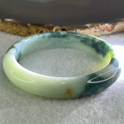 Type A Light Blueish Green with Dark Blueish Green Piao Hua and Red Spots Jadeite Bangle 52.08g Internal Diameter 58.6mm 12.2 by 7.8mm (Close to Perfect) - Huangs Jadeite and Jewelry Pte Ltd