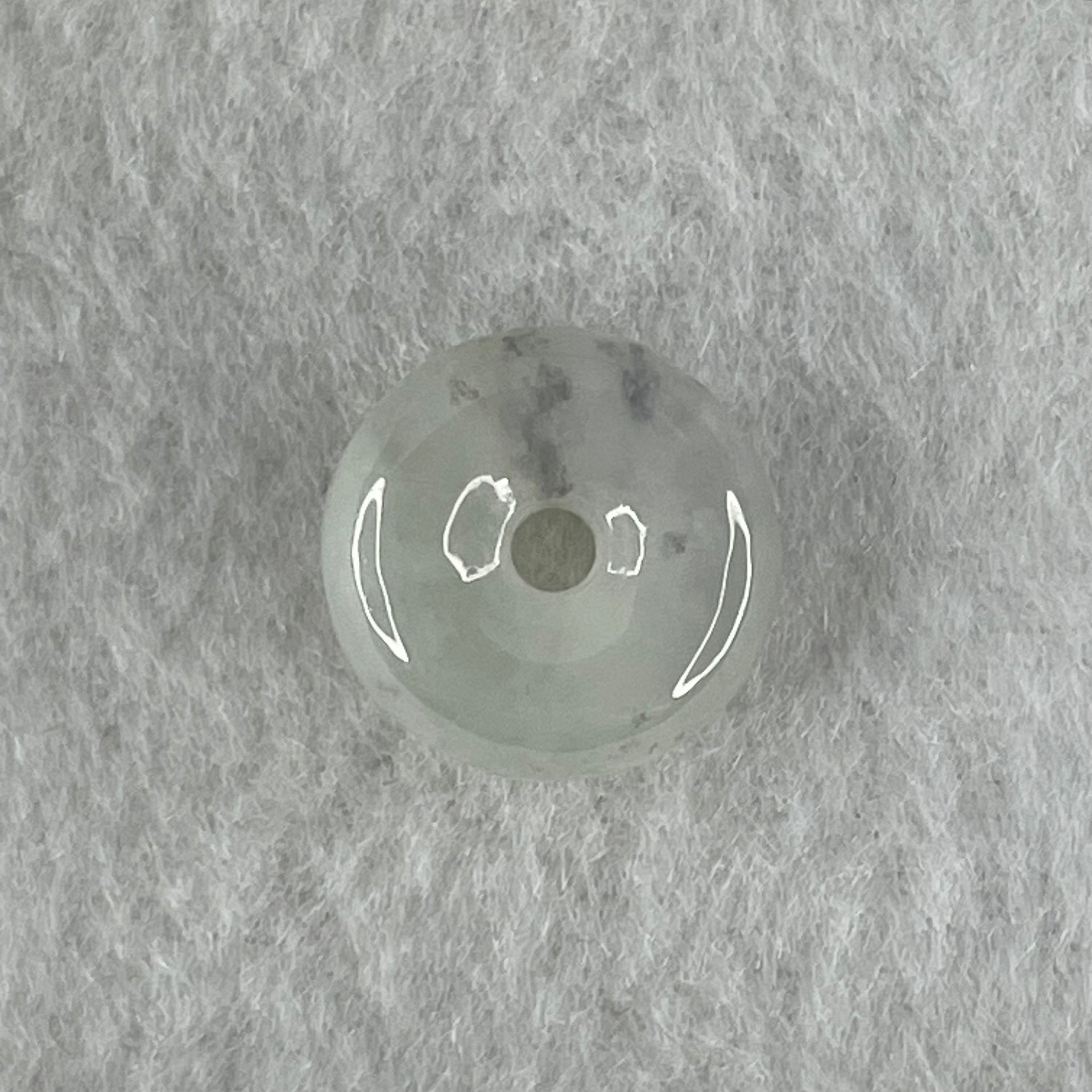 Type A Semi Icy Light Lavender With Wuji Grey Spots Jadeite Ping An Kou Charm/Pendant 2.77g 14.2 by 6.8mm - Huangs Jadeite and Jewelry Pte Ltd