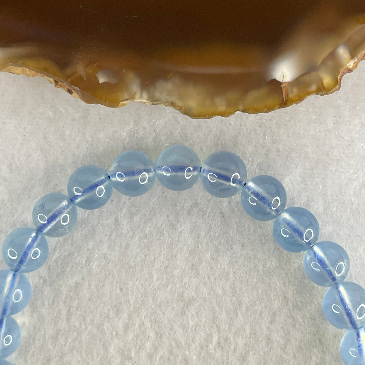 Certified Above Average Natural Aquamarine Beads Bracelet | 15.5cm with 26 Beads 7.2mm (12.73g | Ocean Blue Translucency | Throat & Third Eye Chakra Harmony, Tranquil Communication & Serene Wealth Shield)