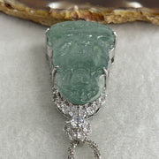 Natural Type A Icy Blueish Green Jadeite Guanyin Pendant Necklace in S925 Silver | (23.44g | 59cm S925 | 39.5 x 25.0 x 2.5mm | Compassion, Peace & Lifelong Protection Anchor, Feng Shui Guardian) - Huangs Jadeite and Jewelry Pte Ltd