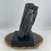 Natural Black Tourmaline Display with Wooden Stand 849.37g 94.6 by 74.8 by 135.0mm - Huangs Jadeite and Jewelry Pte Ltd