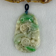 Type A Natural Light Green with Apple Green Jadeite 3D Dragon In Hollow Carving Pendant 27.58g 58.65 by 39.42 by 8.48mm with NGI Cert No. 16824716 - Huangs Jadeite and Jewelry Pte Ltd