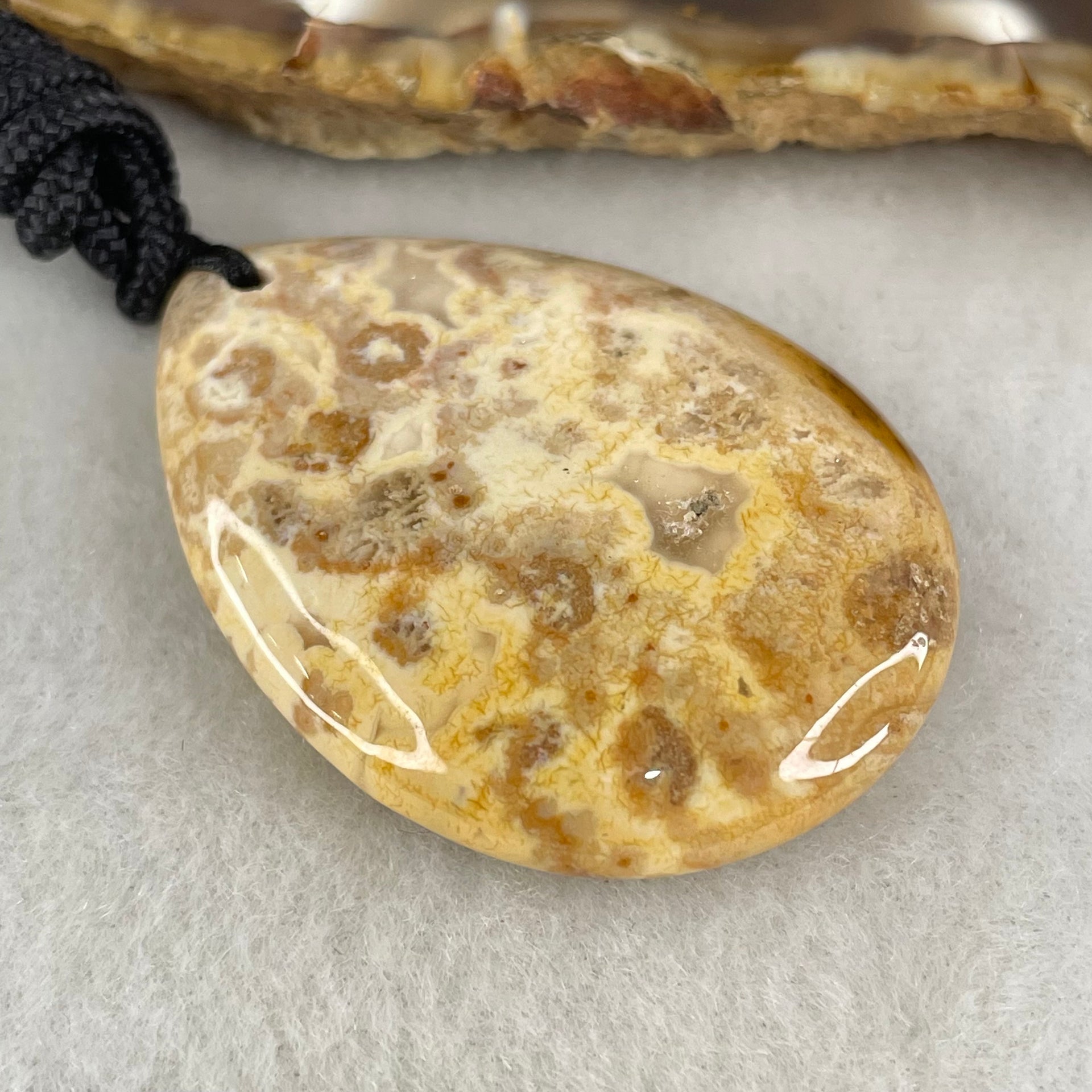Natural Brown Coral Agate Pendant 17.27g 42.5 by 31.0 by 9.0mm - Huangs Jadeite and Jewelry Pte Ltd