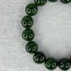 Old Mine Natural Deep Vibrant Green Nephrite Jade Beads Bracelet 天然和田玉手链 44.67g 17.5cm 12.1mm 17 Beads - Huangs Jadeite and Jewelry Pte Ltd