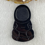 Type A Opaque Black Omphacite Jadeite Guan Yin Pendant 28.39g 63.4 by 38.8 by 7.5mm - Huangs Jadeite and Jewelry Pte Ltd
