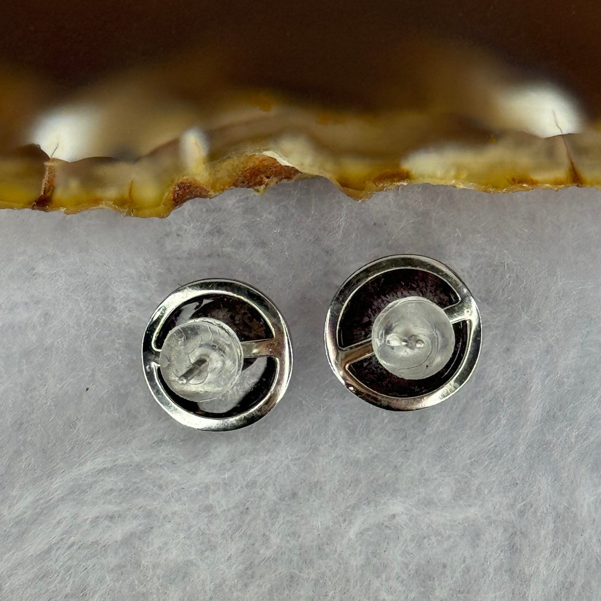 Good Grade Natural Super 7 S925 Silver Earrings 2.58g 9.1 by 5.5mm - Huangs Jadeite and Jewelry Pte Ltd