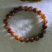 Natural Copper Rutilated Quartz Beads Bracelet 天然銅髮晶手镯 19.38g 16cm 8.9mm 22 Beads - Huangs Jadeite and Jewelry Pte Ltd