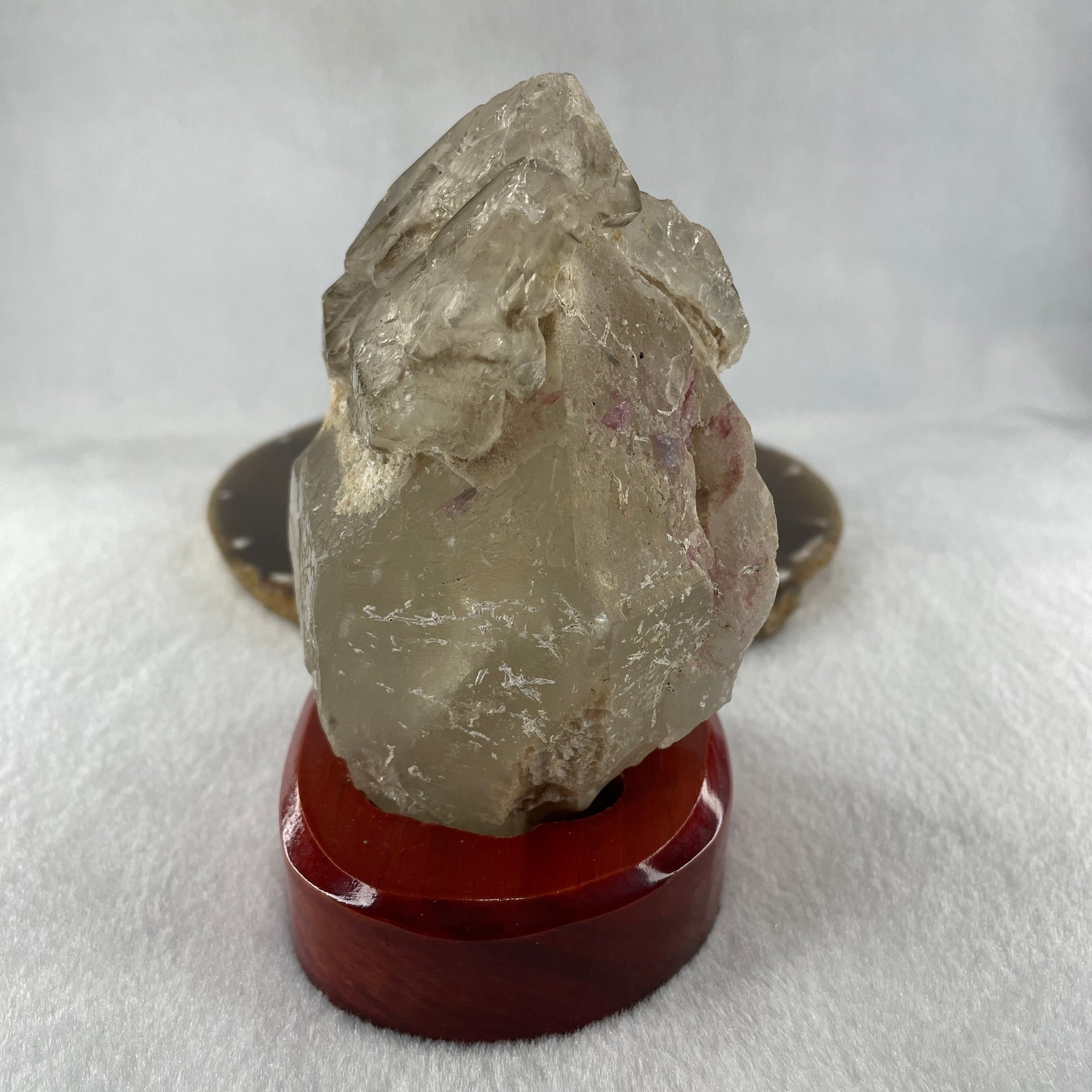 Natural Smoky Quartz Rough Irregular Shape Display in Wooden Stand 609.62g 17.4 by 88.5 by 123.0mm - Huangs Jadeite and Jewelry Pte Ltd