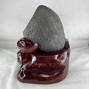 Natural Amethyst Cave with Wooden Stand 4,155.5g 190.0 by 160.0 by 195.0mm - Huangs Jadeite and Jewelry Pte Ltd
